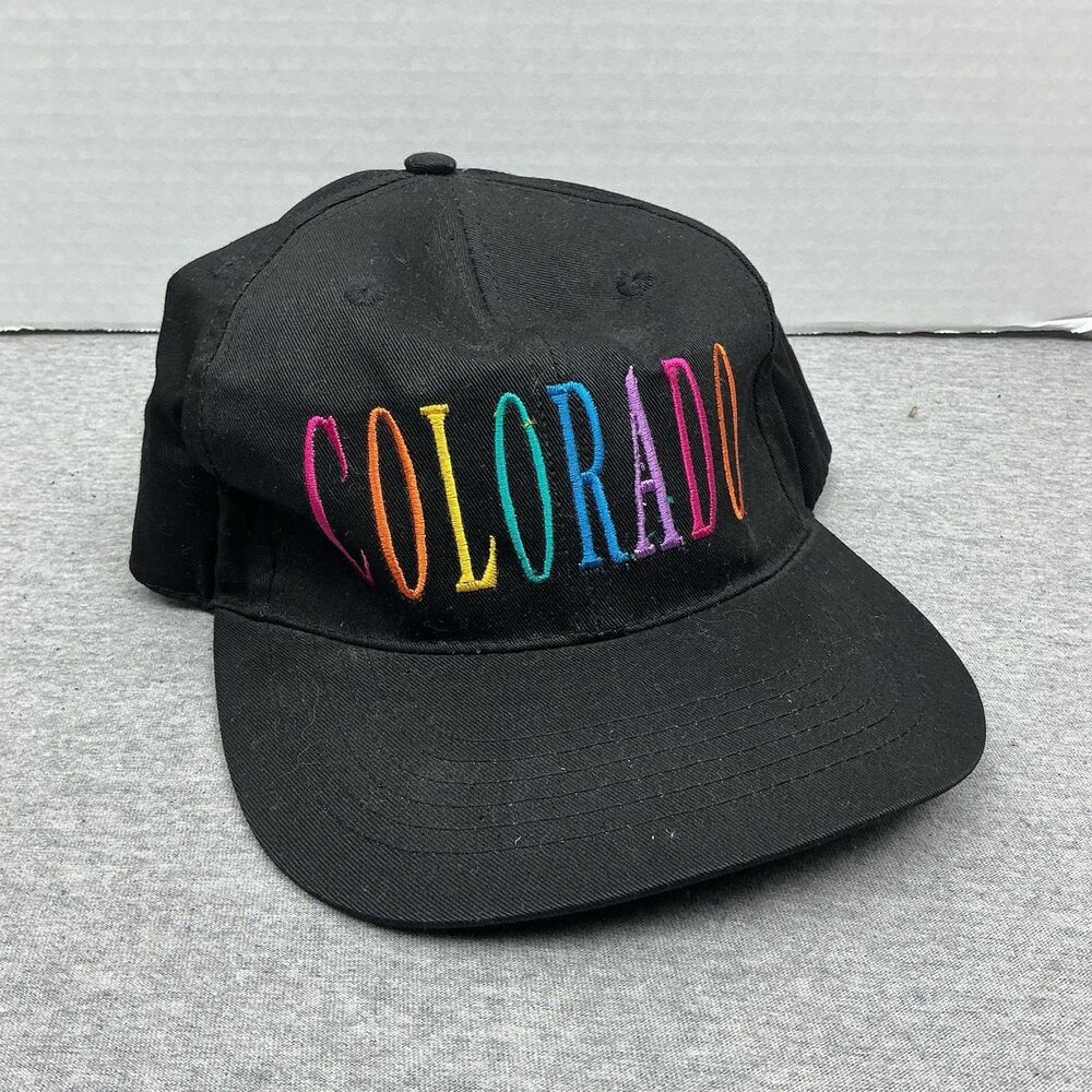 Vintage Colorful Colorado Embroidered Hat Adult OSFA Black Snapback